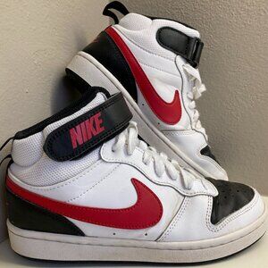 Nike Court Borough Mid 2 - black, white, and red (Boys 4Y or women's 6)